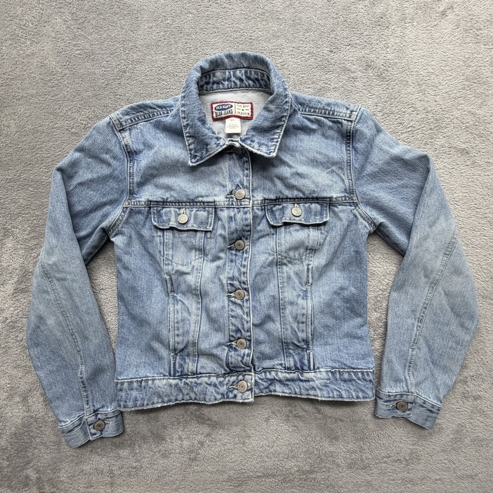 Old Navy‎ Denim Jacket Womens XS Light Wash Blue Jean Trucker Button Front